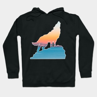 Sunset howling wolf Hoodie